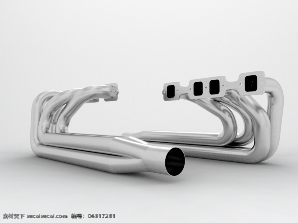 v8 引擎 排气 头 v8发动机 3d模型素材 其他3d模型