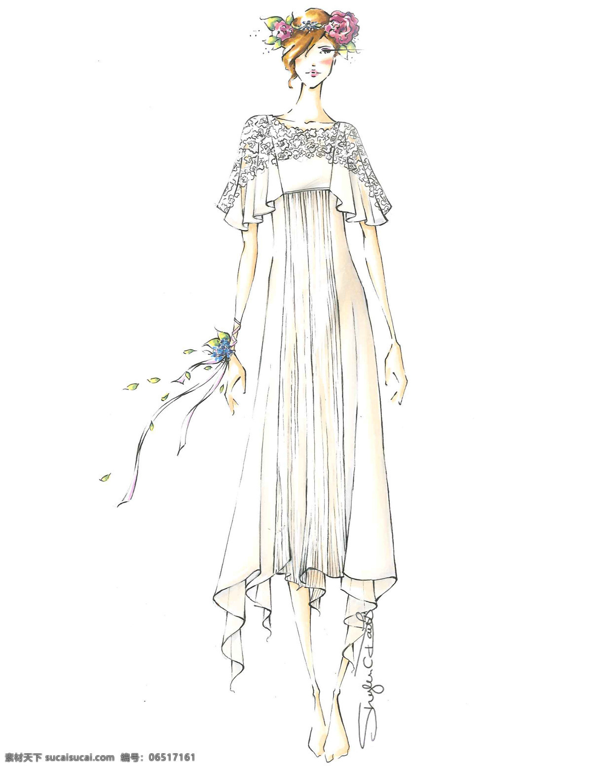 简约 创意 服装设计 手稿 婚纱 速写 手绘 人物 服装 高档 时尚 巴黎时装周 服饰 衣服 效果图 华丽 高端 档次 临摹大牌 时装 手稿图