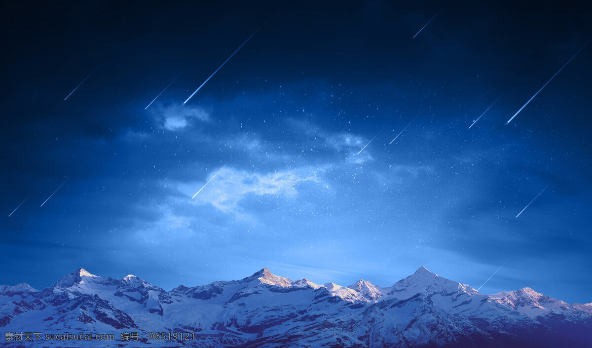 雪山流星图片 雪山 流星 夜晚 星空 壮观 自然景观 自然风景