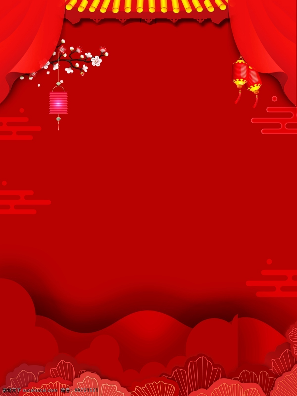 简洁 大气 红色 创意 浓 情 春节 背景 中国 灯笼 梅花 节日氛围