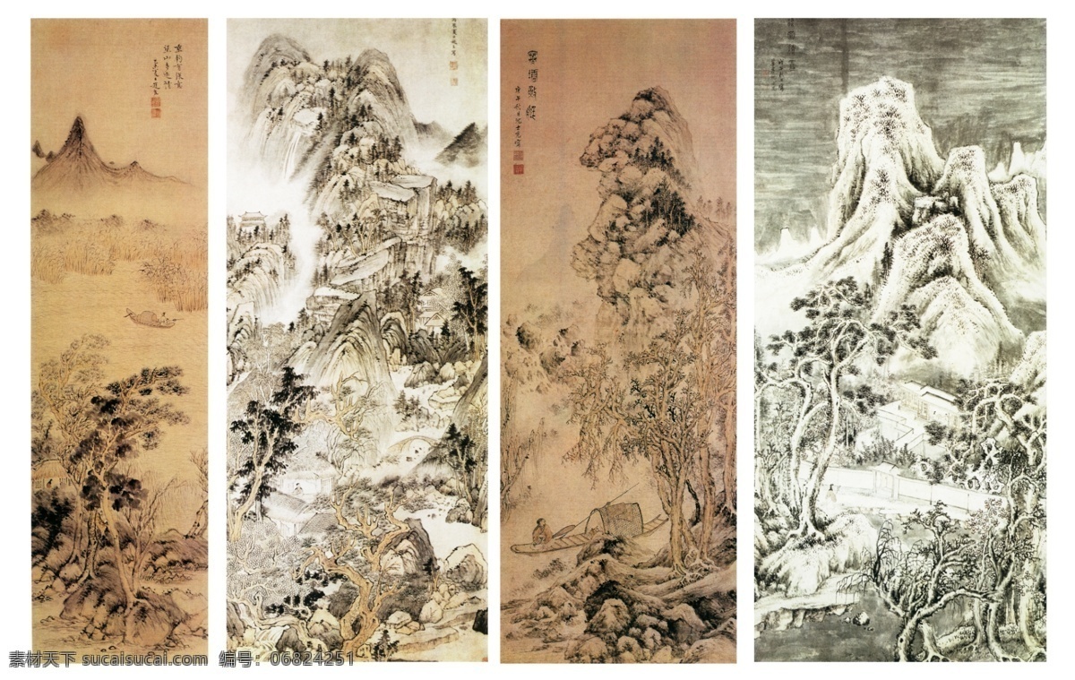 中国名画素材 山水画 绘画 手绘 艺术 图画 绘图 书法 文化艺术 绘画书法 中国美术素材