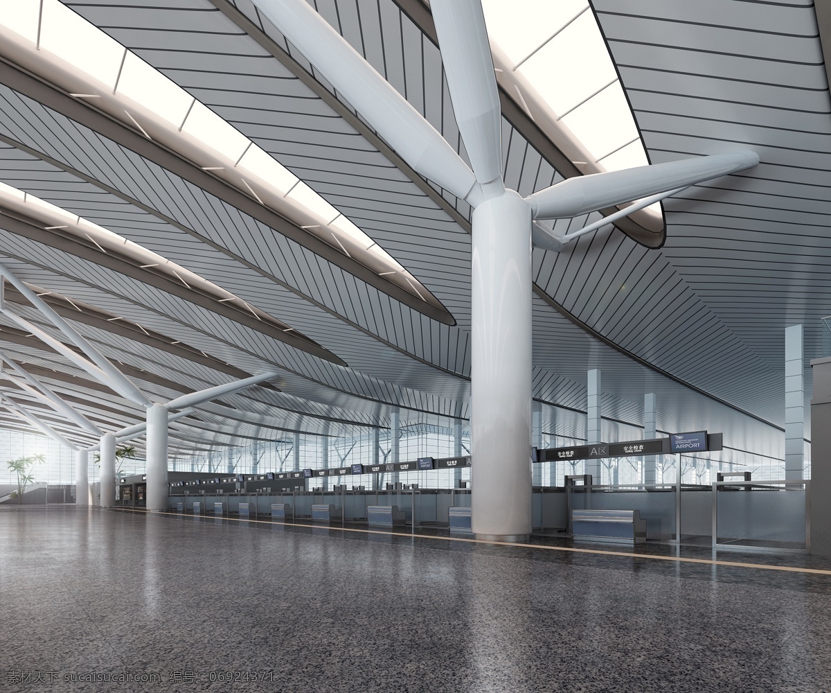 飞机场大厅 渲染 渲染图 室内装潢 室内设计 过道 走廊 3d作品 3d设计