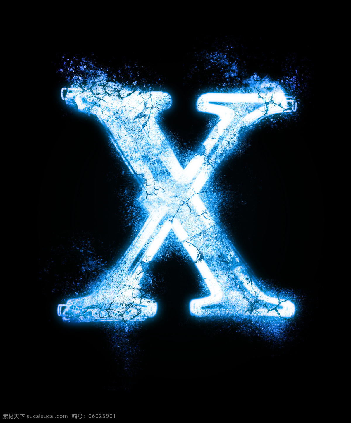 字母 x 文字 艺术字体 雪花 黑色背景 蓝色 书画文字 文化艺术