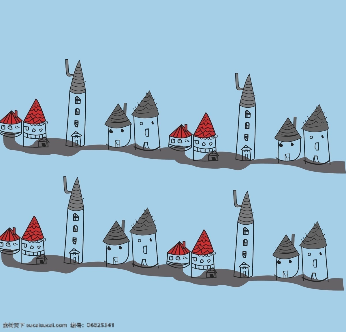 卡通 手绘 矢量 房子 插画 风景 建筑 可爱手绘 矢量素材 卡通手绘房子 ai红色 烟囱房子 涂鸦房子