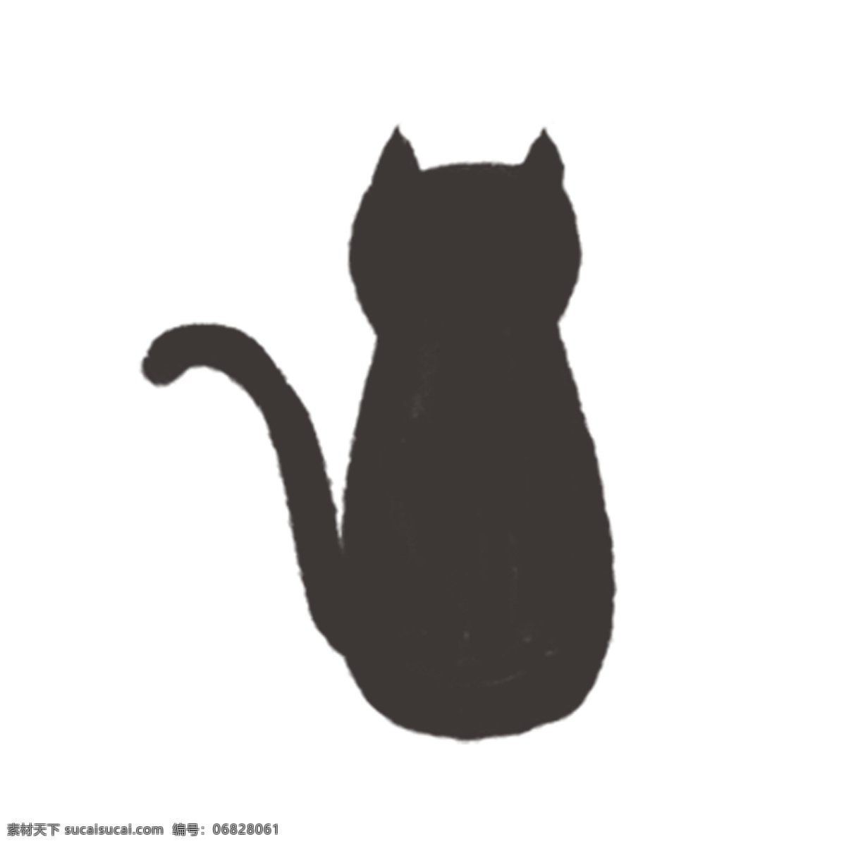 手绘 可爱 黑色 小猫 元素 插画 卡通 猫咪 动物 装饰图案 宠物 免抠素材