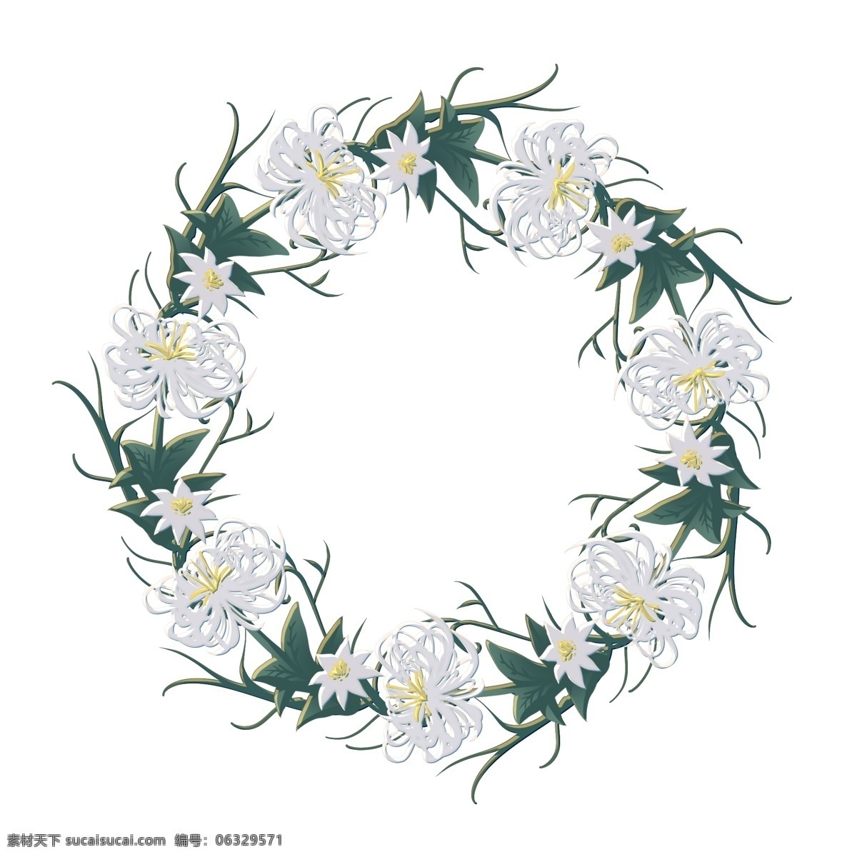 小花 花环 装饰 插画 小花花环 叶子花环 漂亮的花环 创意花环 立体花环 精美花环 卡通花环 植物花环