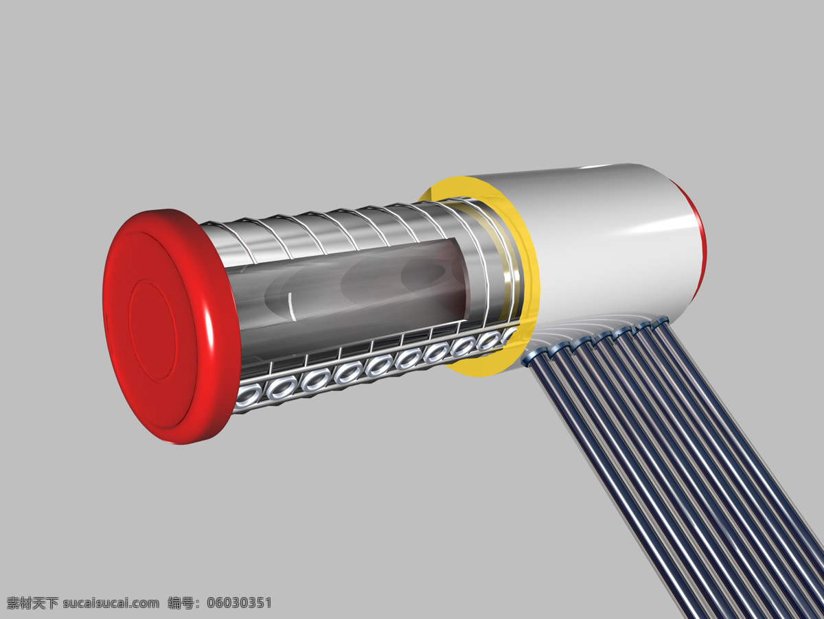 太阳能剖面 太阳能 水箱 3d设计 灰色