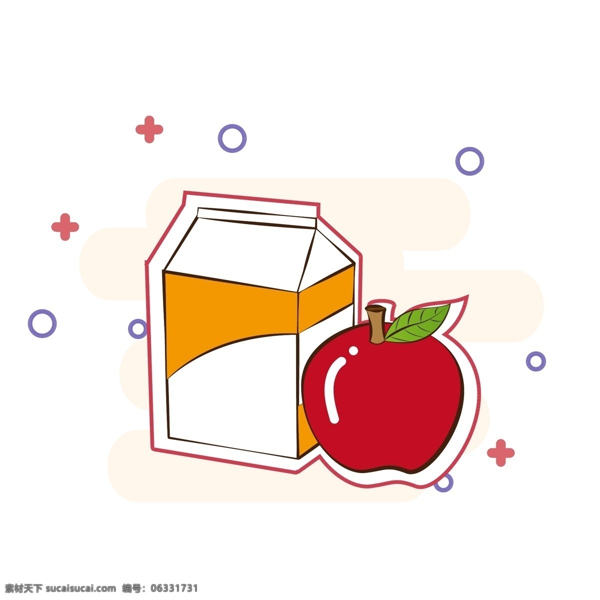 原创 矢量 卡通 果汁 苹果 商用 饮料 水果 食物