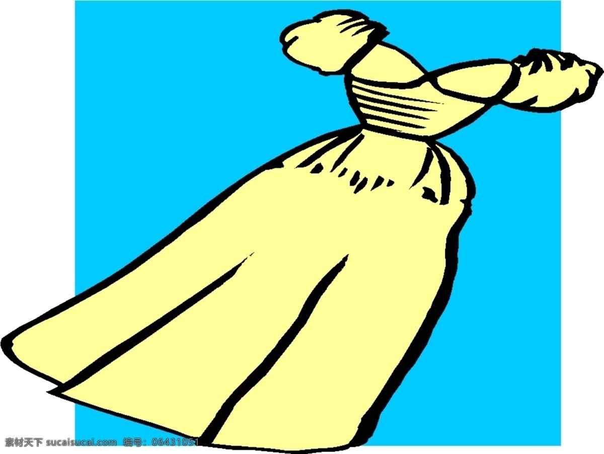 裙装 服装服饰 黄色 飘逸 裙子 服装设计 服装款式图