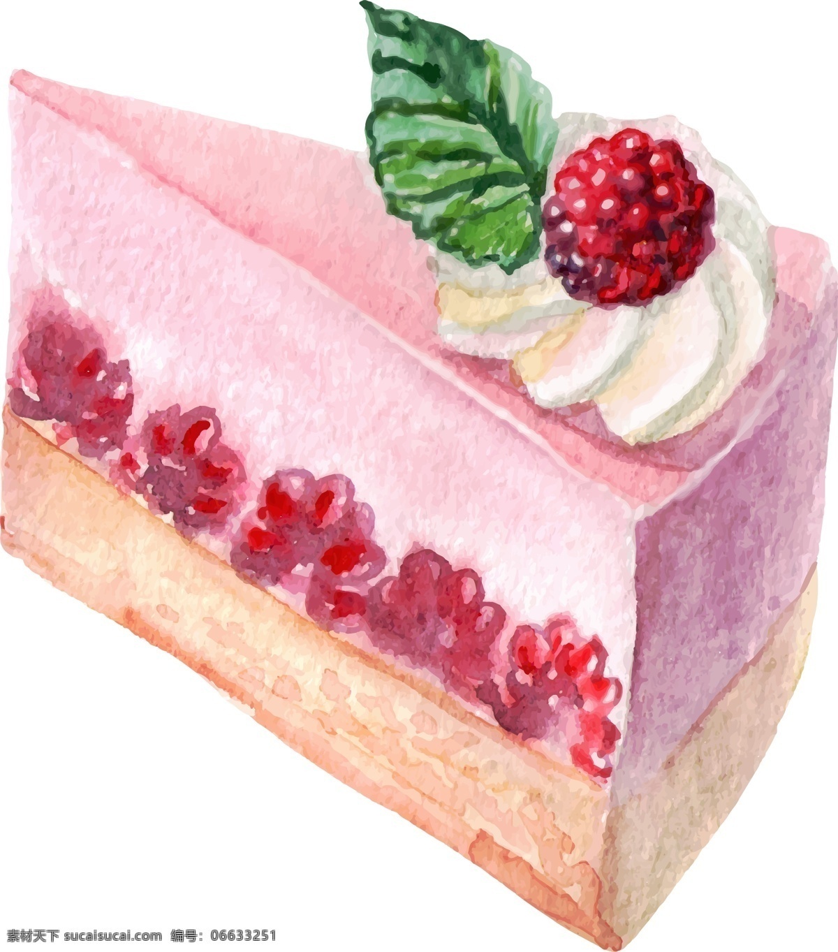 水彩 绘 美味 蛋糕 插画 奶油 手绘 水彩绘 水果 甜品