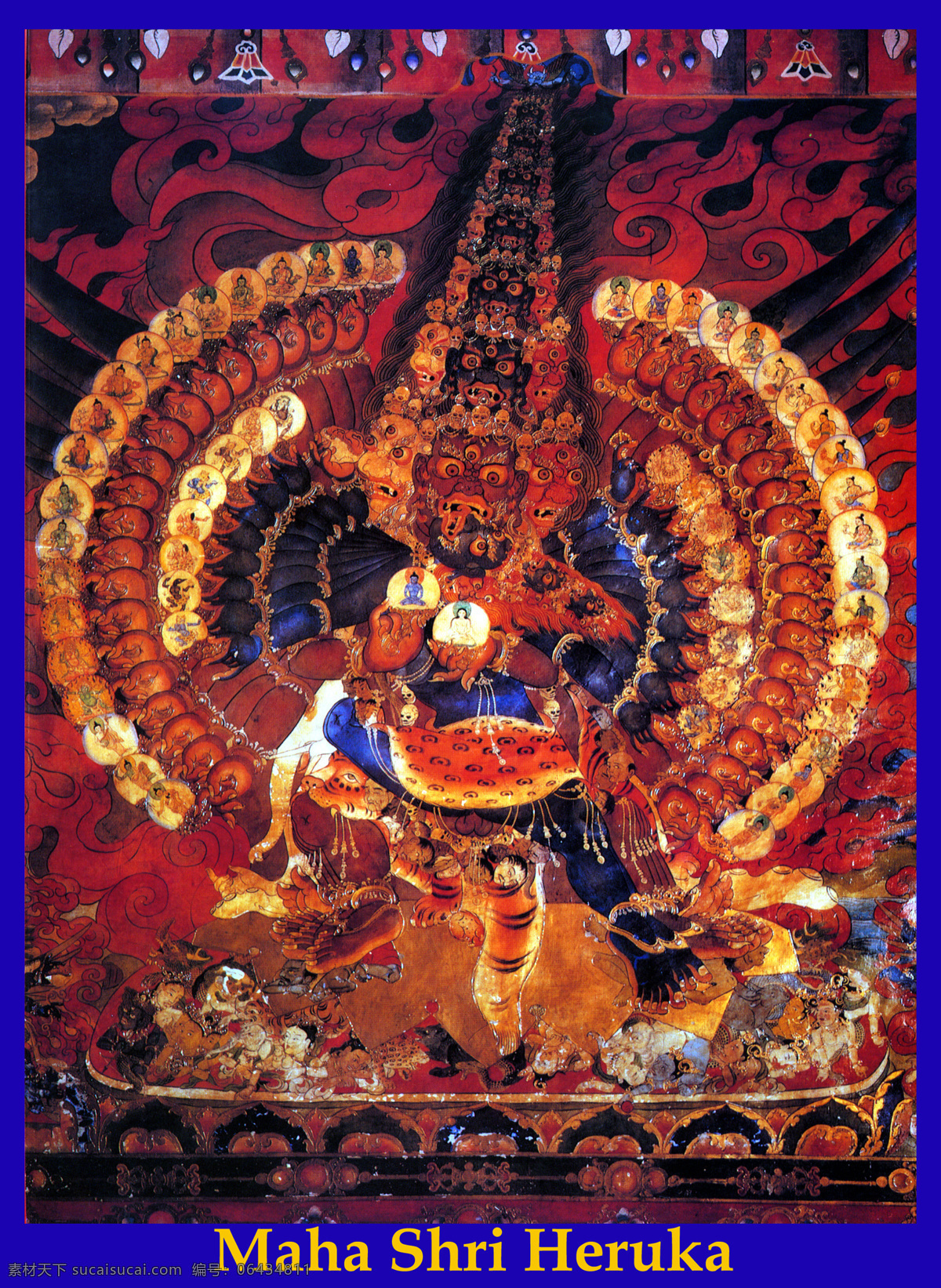众神 排列 彩绘 唐卡 神仙 佛教 宗教 信仰 卷轴画 书画文字 文化艺术