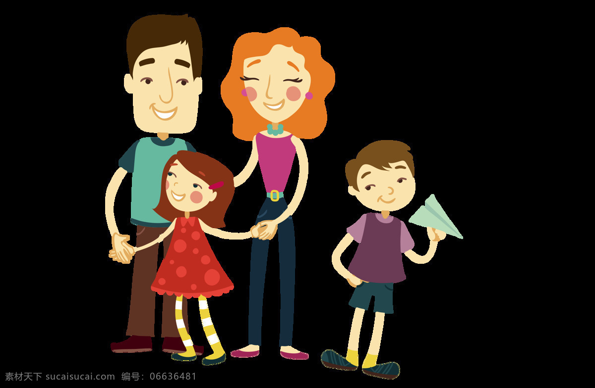 手绘 可爱 一家人 元素 卡通 温馨 父母 亲情 幸福 png元素 免抠元素 透明元素