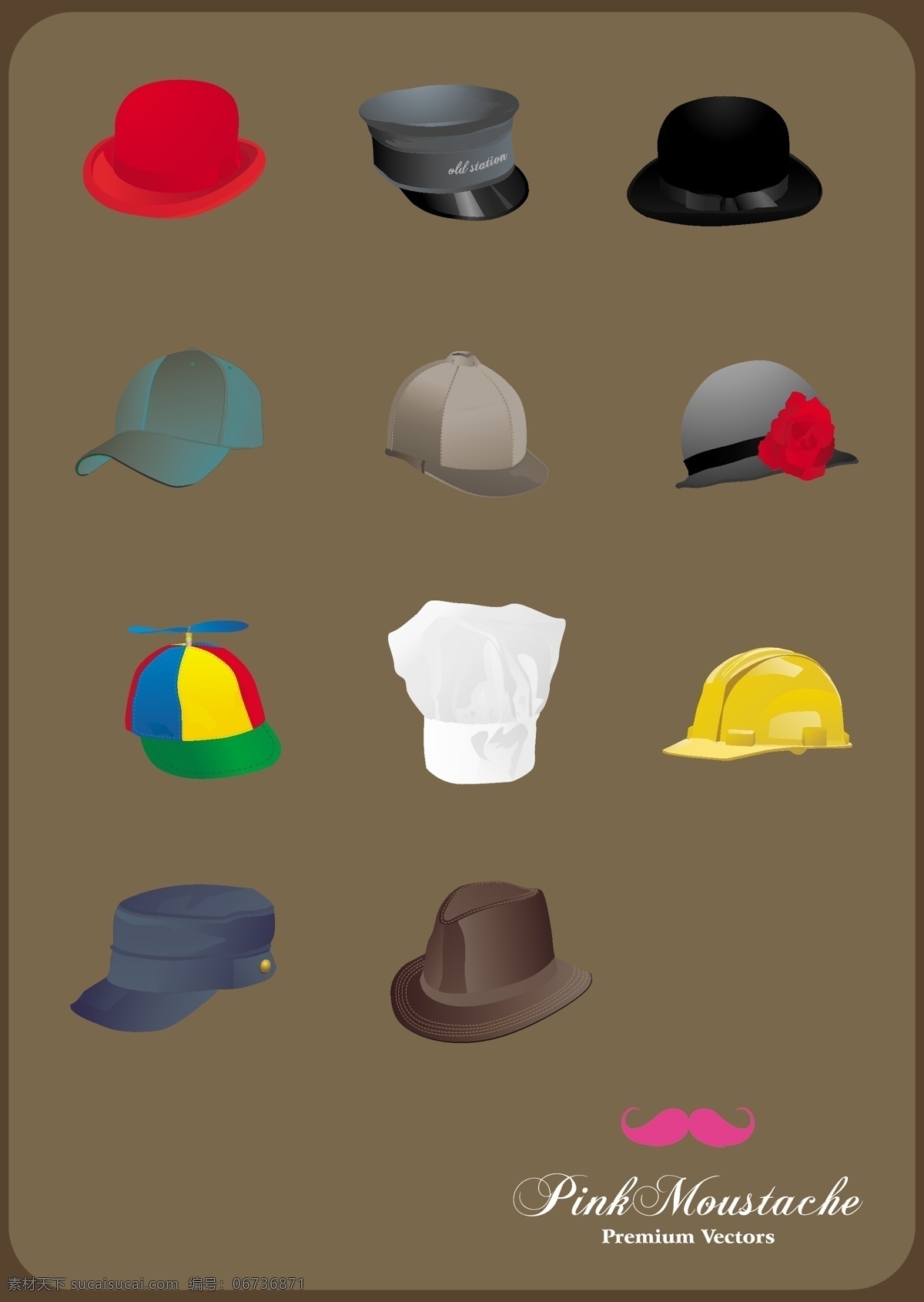 多款帽子一 多款 帽子 休闲 时尚 搭配 灰色