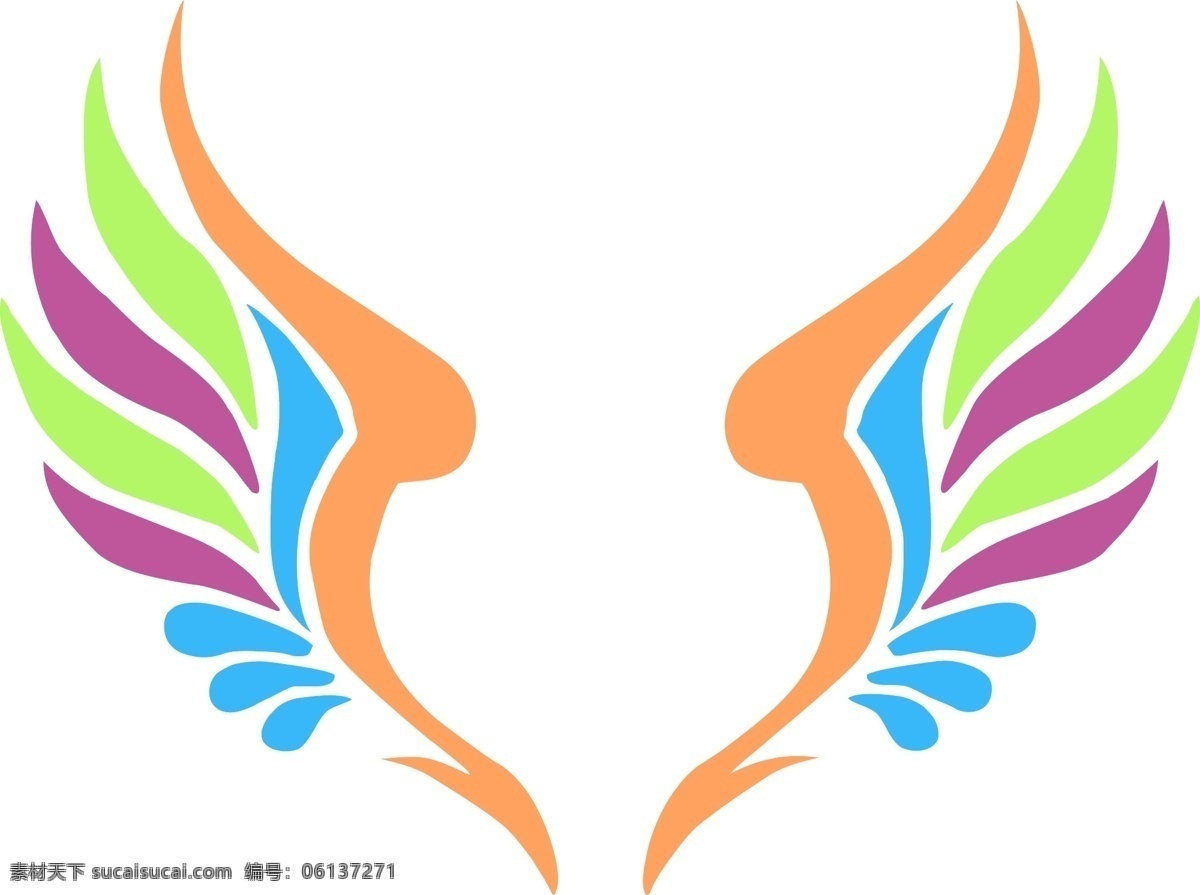 手绘 图标 元素 彩色 翅膀 logo 翅膀标志 翅膀图标 手绘图标 手绘logo 翅膀logo