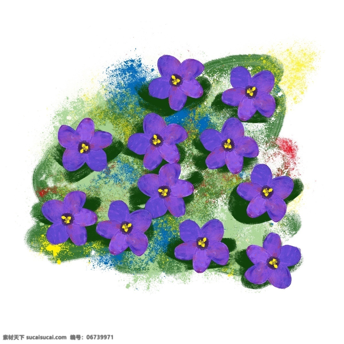 欧式 油画 花朵 花卉 风 草地 上 紫罗兰 欧风 油画风 鲜花 花 免扣 免抠 手绘