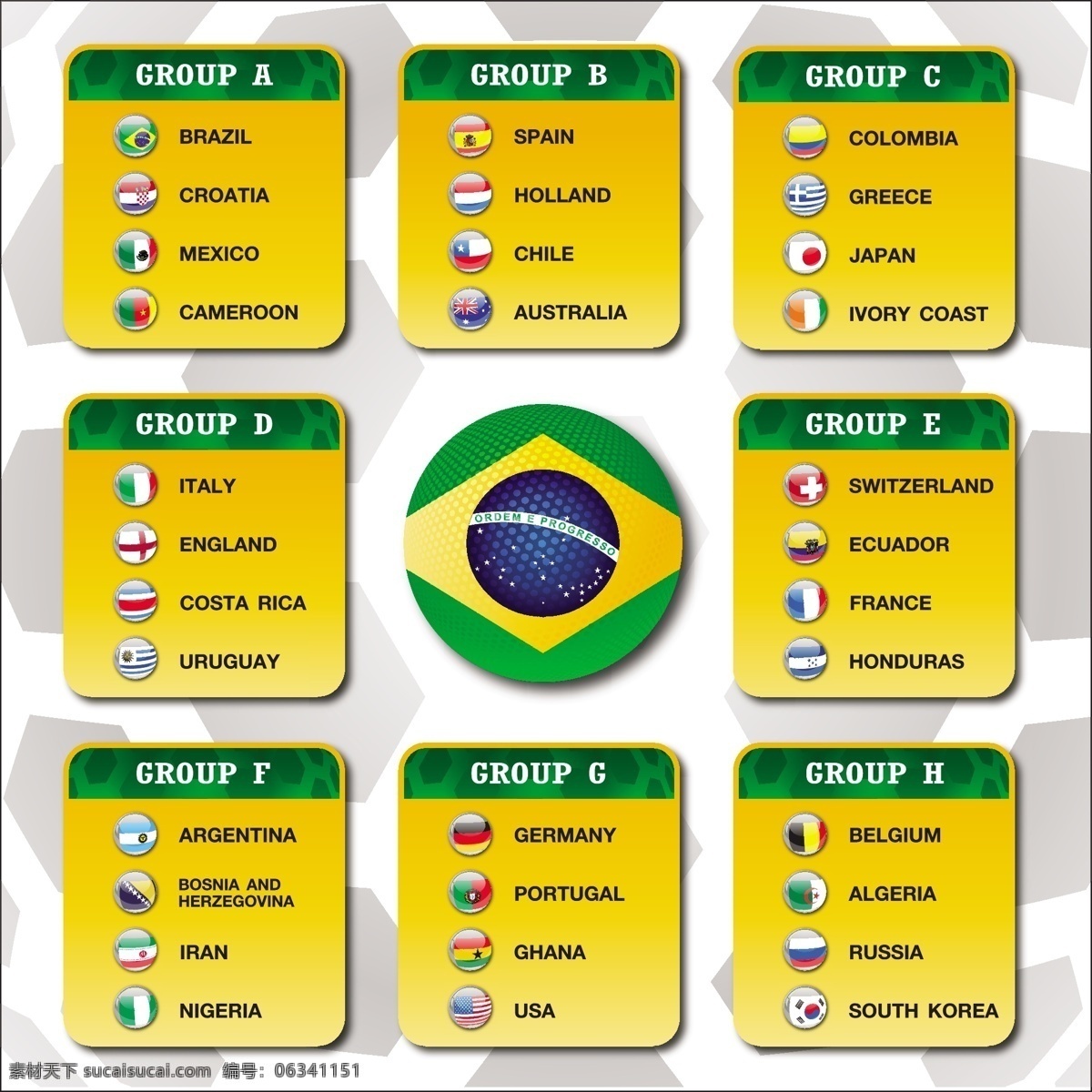 巴西 足球 世界杯 分组 模板下载 巴西国旗 足球赛事 足球比赛 体育运动 生活百科 矢量素材 黄色