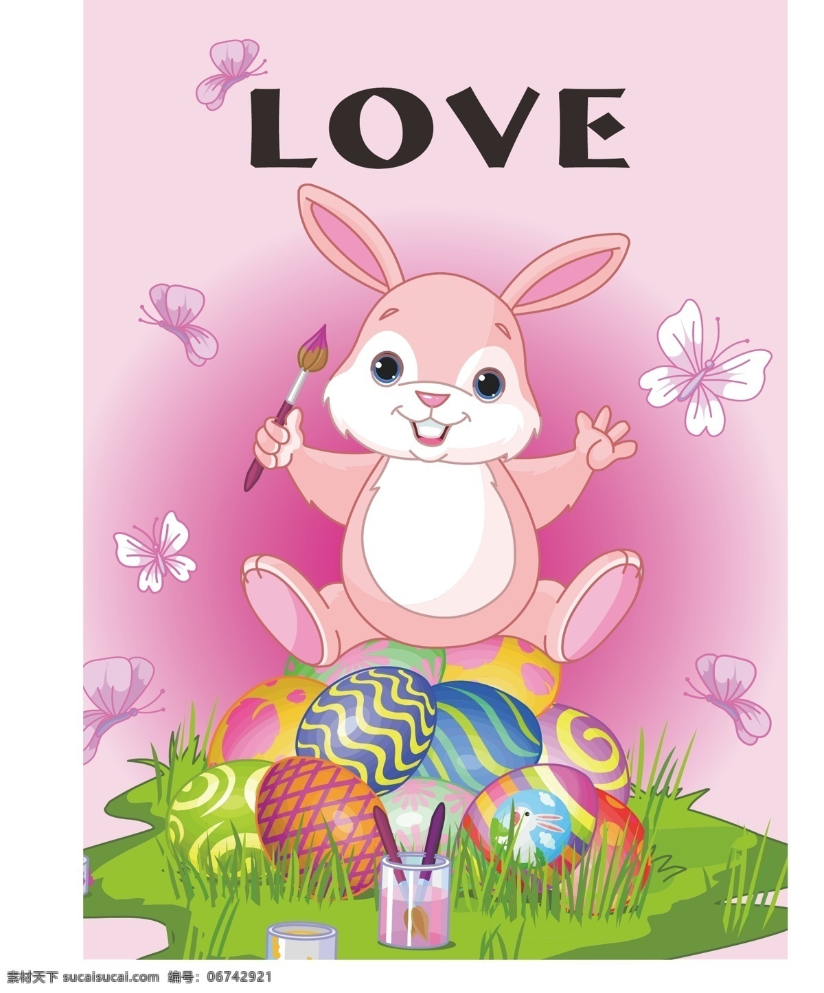 复活节 彩蛋 兔子 高清印花 卡通印花 底纹边框 背景底纹