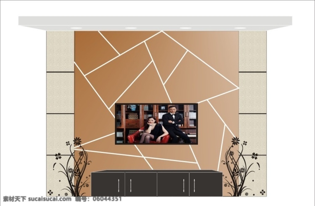 电视墙 线条 硅藻泥 电视背景墙 花 床头墙 动漫动画