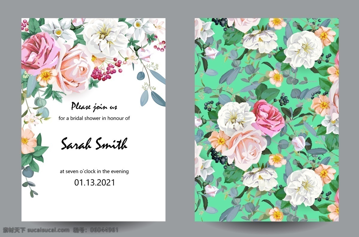 淡彩花卉卡片 邀请卡 淡彩 手绘 卡片 花朵 花 花卉 名片卡片