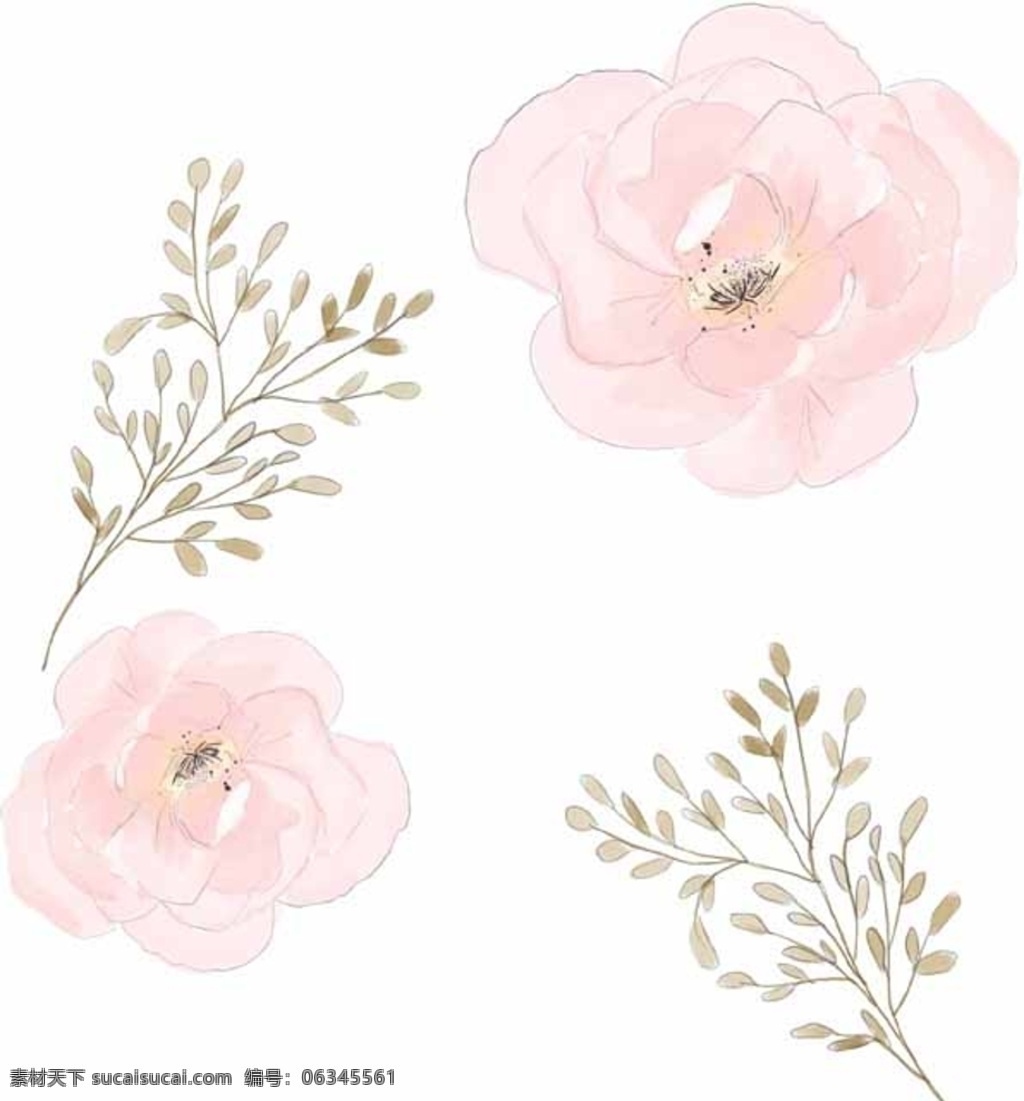 手绘树枝树木 粉色花朵 手绘 树枝 树木 粉色 花朵 底纹边框 花边花纹