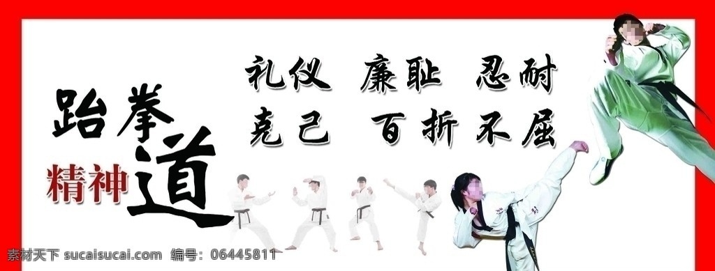 跆拳道精神 宗旨 跆拳道人物 武术 礼义 廉耻 飞脚 柔道 瑜伽 截拳道 散打 背景图 psd分层 分层 展板 模板 展板模板 广告设计模板 源文件