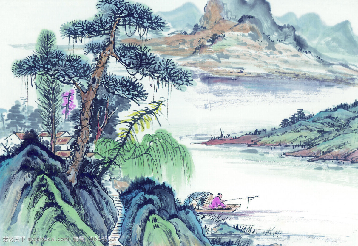 水墨画 山水 水墨 国画 中古风 古典 高清 古画 壮丽山河 文化艺术 美术绘画