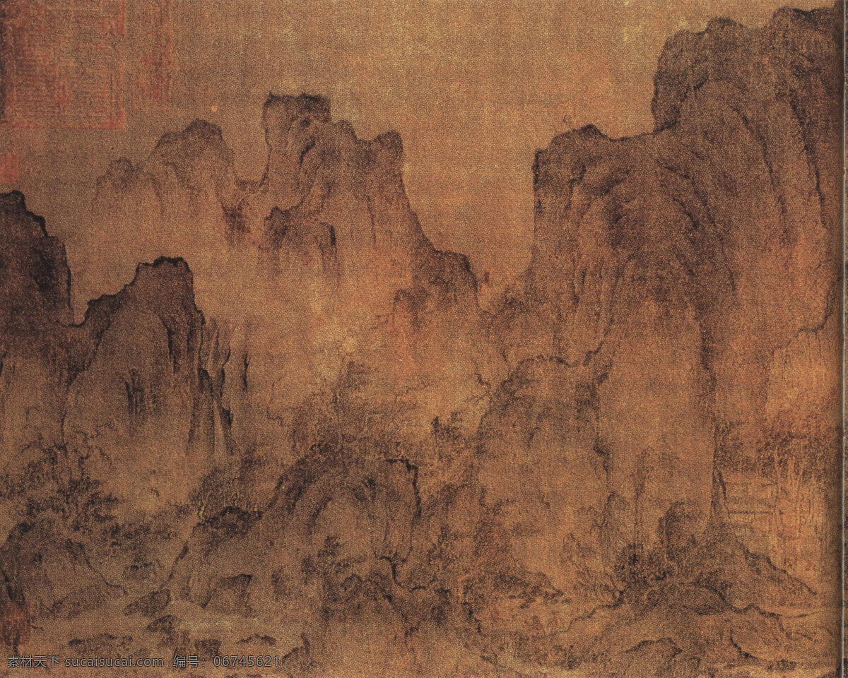 装饰画 高山 古画 中国装饰画 陡壁 万重山 家居装饰素材 山水风景画