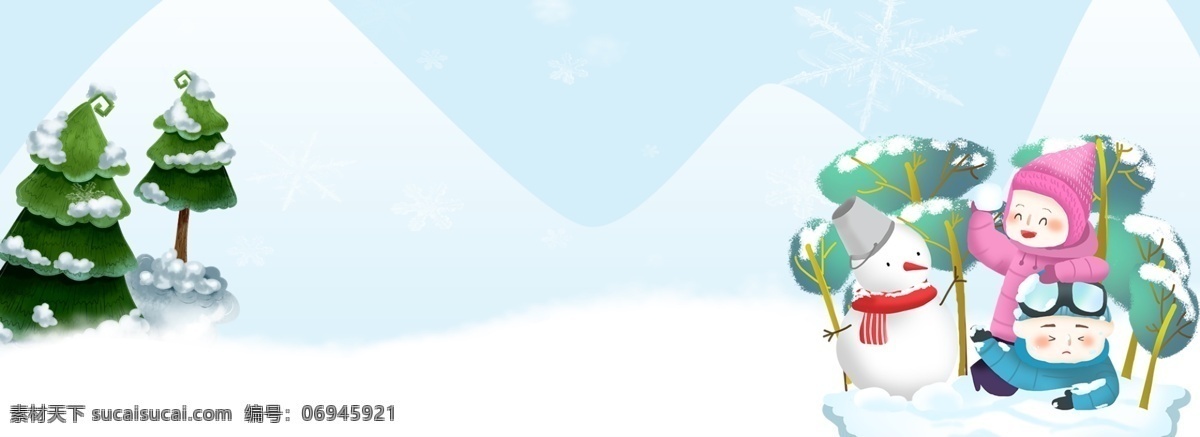 冬天 儿童 打雪仗 背景 雪花 孩子 玩耍 松树 雪屋 雪球