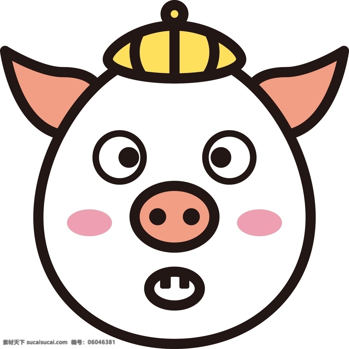 猪 惊讶 表情 包 卡通 可爱 生肖 商用 元素 表情包 生肖猪 可商用