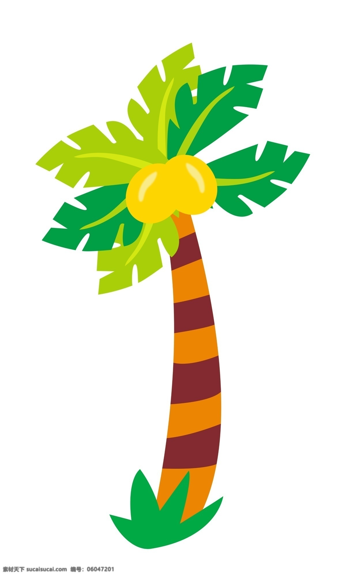 椰子树 椰子树图片 卡通图片 绿色 黄色 树