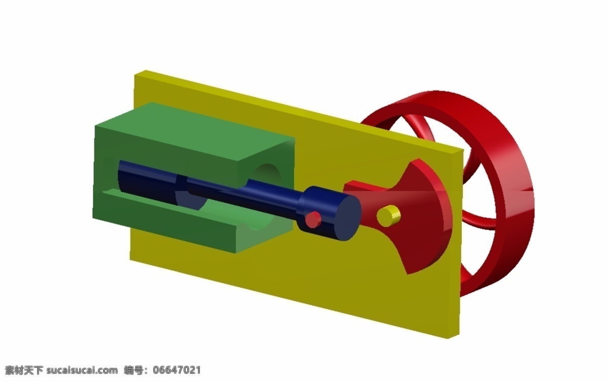 摆动 式 蒸汽机 连接 固定 气缸 曲轴 连杆 振荡 3d模型素材 其他3d模型