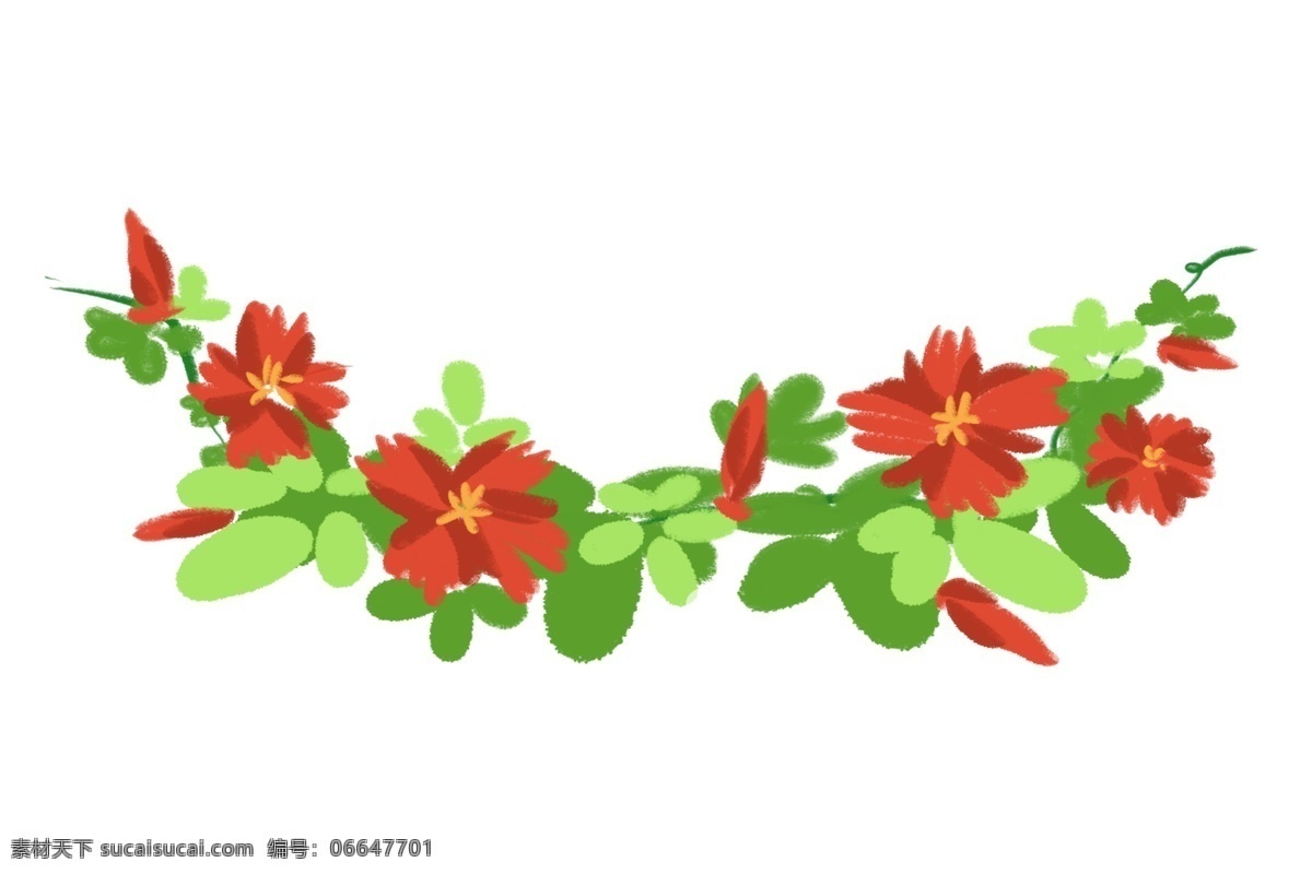 红色 花 藤 卡通 插画 红色的花藤 卡通插画 花藤插画 花藤 花朵 花束 鲜花 花瓣 花枝 绽放的花朵