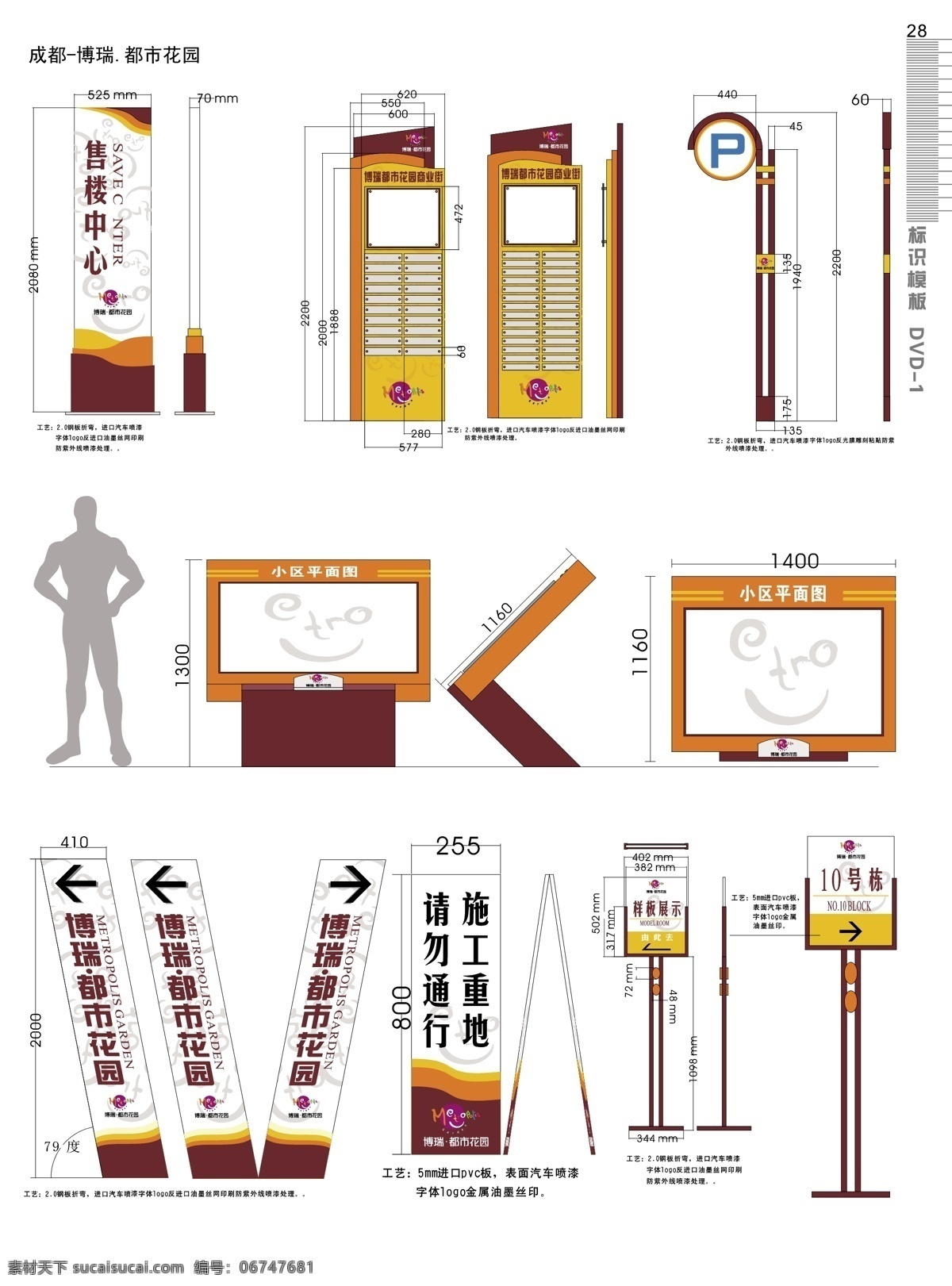 售楼 中心 都市 花园 导 视 系统 标牌 设计制作 图 vi模板 导向牌 平面设计 售楼中心 小区平面图 指示牌 标牌制作图 标牌尺寸图 制作规范 矢量图