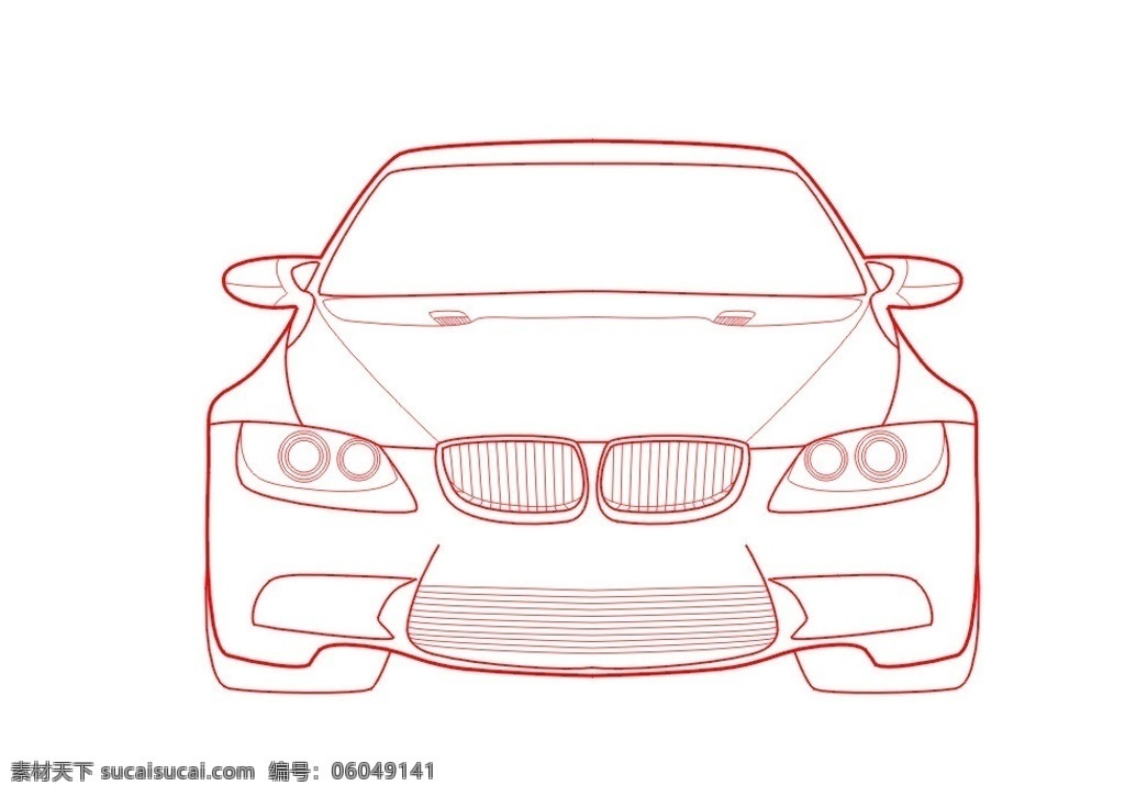 矢量线条汽车 cdr格式 矢量汽车 矢量素材 线条 勾画 红色线条 标识标志图标 矢量
