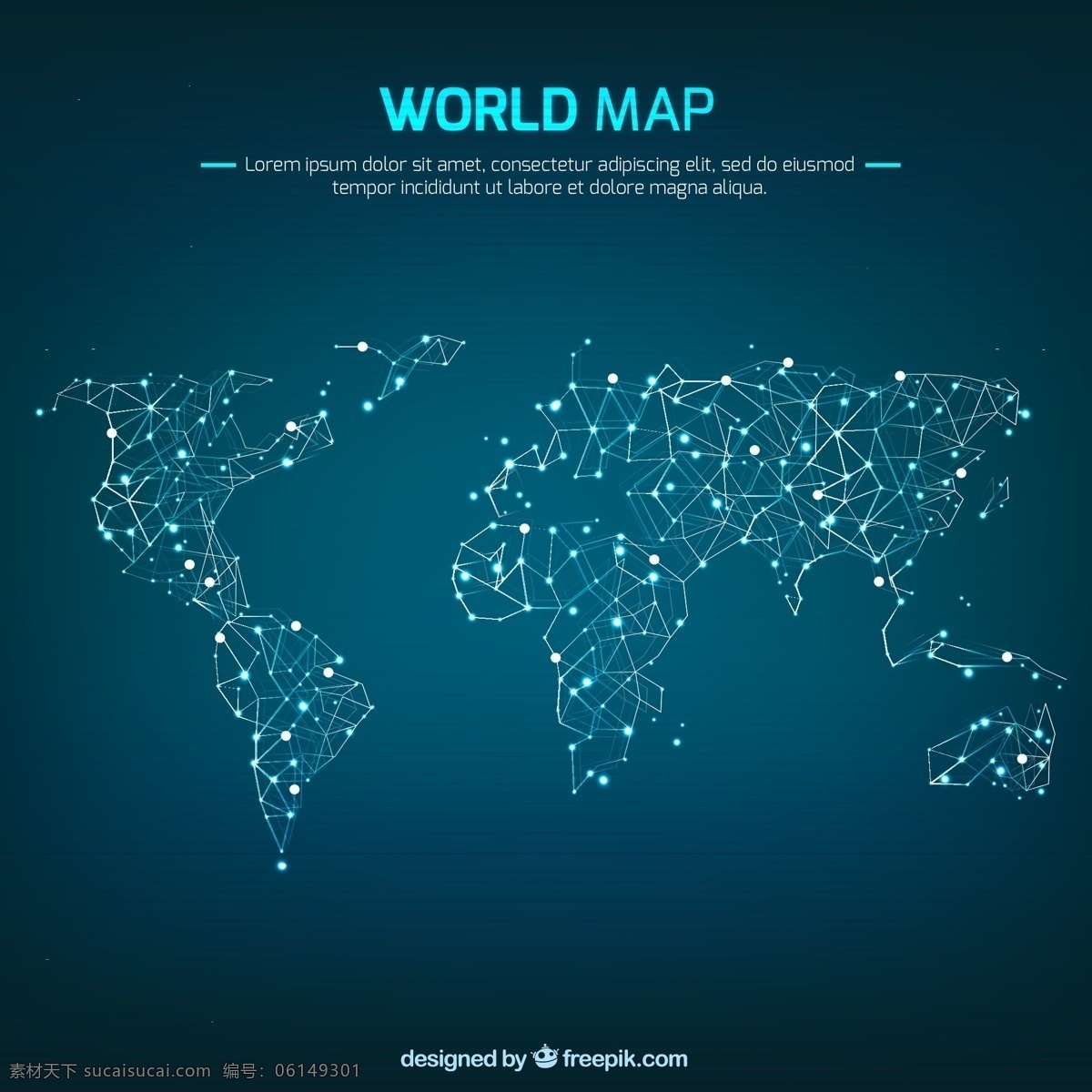 世界地图线图 矢量地图 世界地图 点线图 蓝色