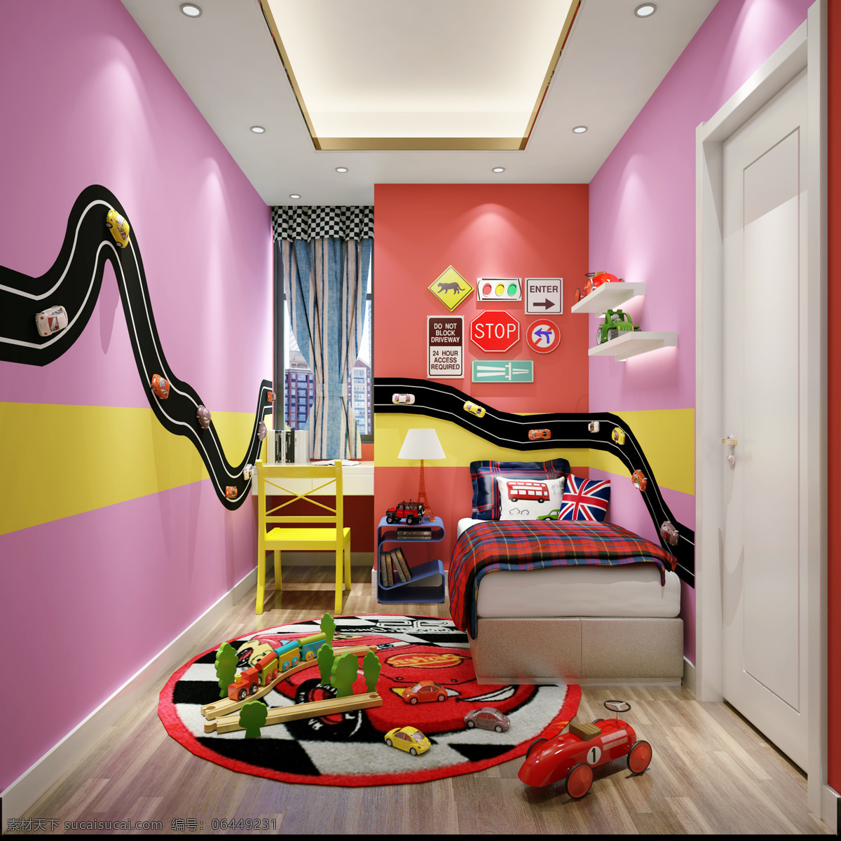 粉色 儿童 卧室 简约 效果图 粉色软装 贵族设计 室内 家居设计 室内设计 现代简约 家装 装修 设计效果图 别墅