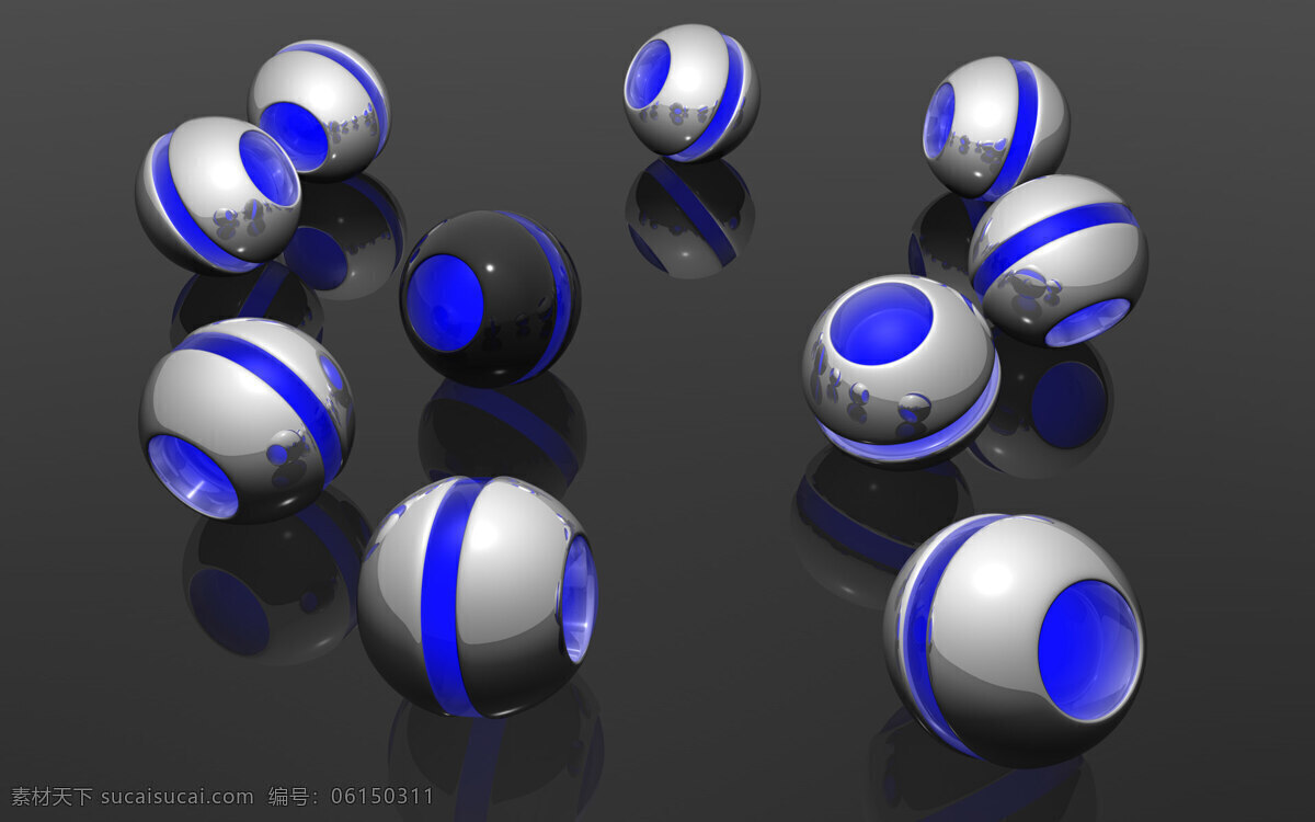3d 立体 篮 色 小球 3d效果图 电子球 蓝色光效 贴图 材质