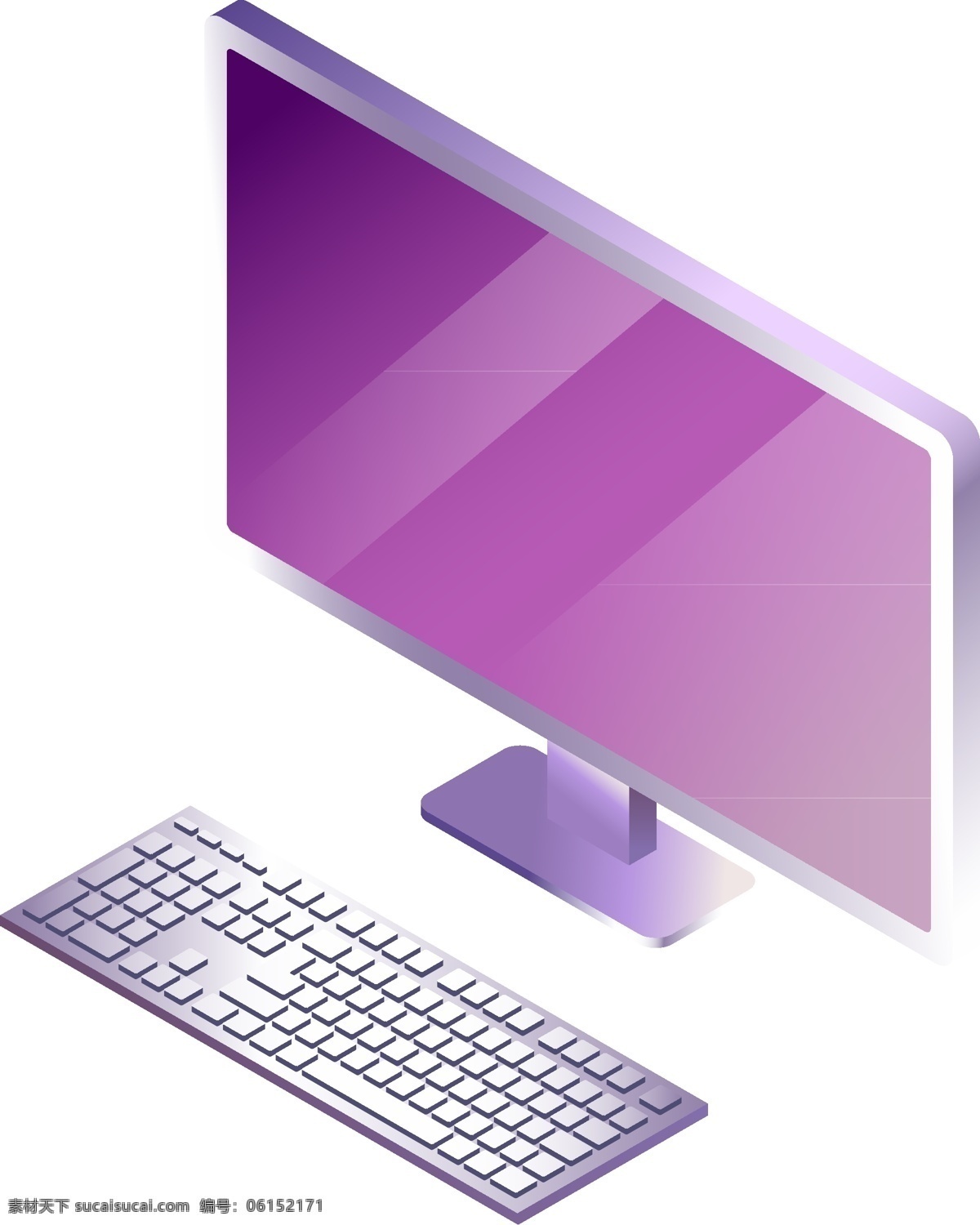 立体 风格 台式电脑 办公 元素 生活 装饰 电脑 未来 空间 三维 物品 工作 键盘