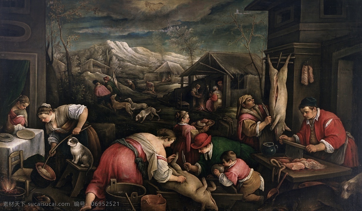 capricornio 大师 画家 古典 画 建筑 景物 装饰画 油画 diciembre francesco bassano 人物 高清 西方 国外 现代 装饰素材