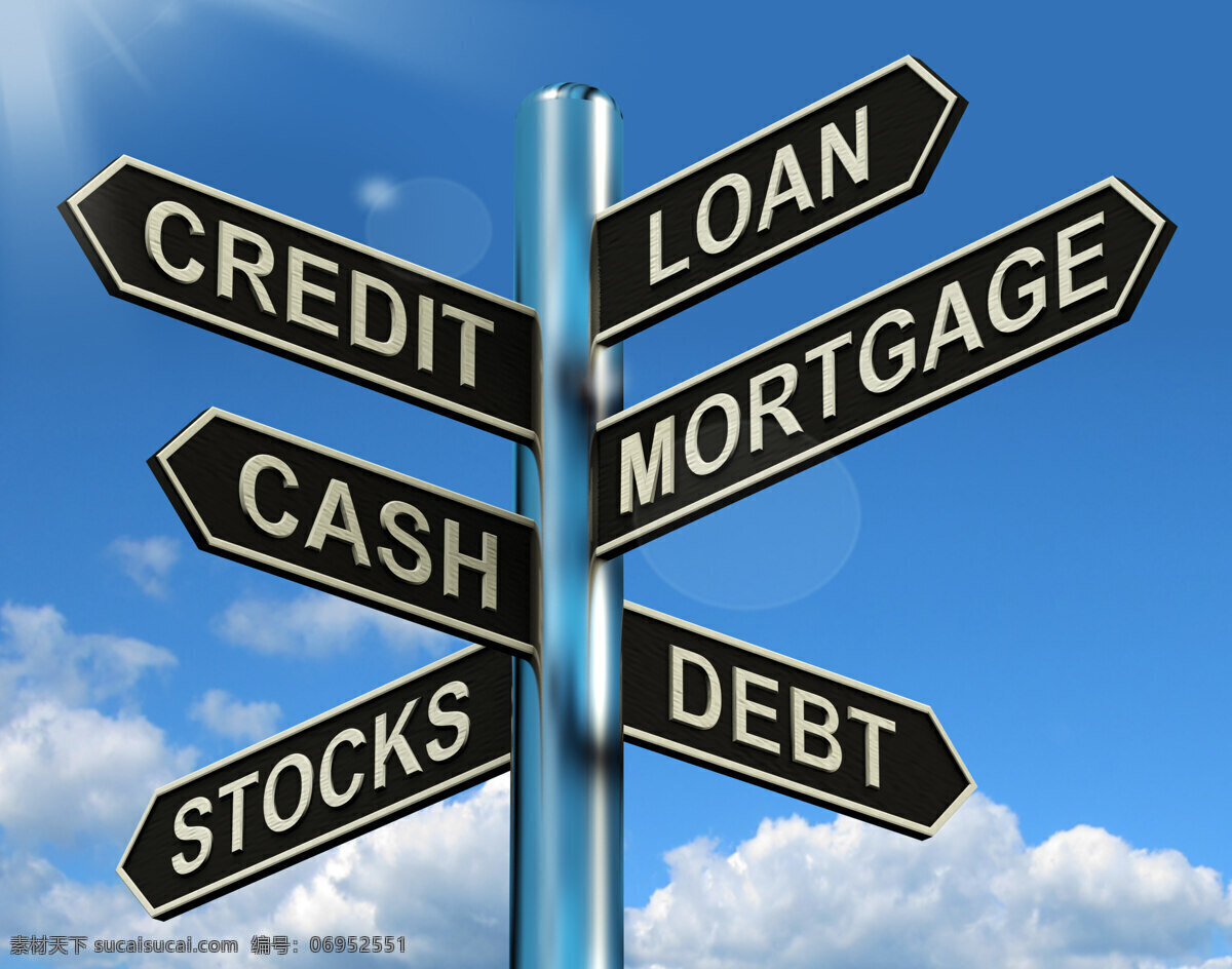信用 贷款 路标 显示 借贷 融资 债务 商务金融