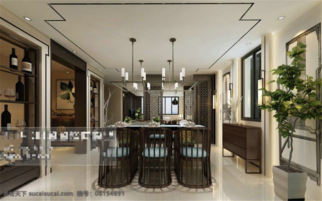 中式 餐厅 模型 3d模型 室内空间 灯光室内空间 室内装饰 3dmax 室内装修 3d 黑色