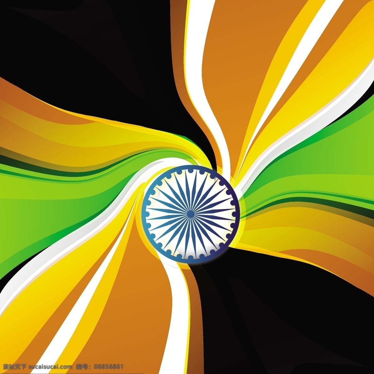 印度 国旗 三 色 波浪 背景 抽象 节日 车轮 和平 印度国旗 独立日 国家 自由 日 政府 爱国 一月 独立 黑色