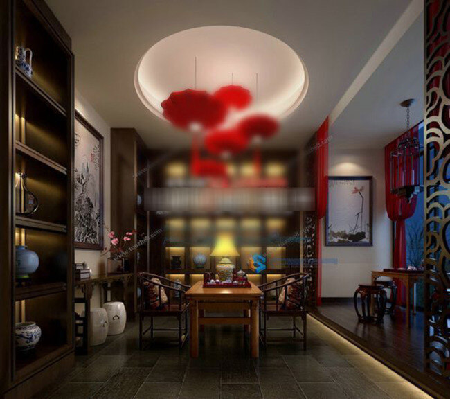 中式 餐厅 3d 模型 3d模型下载 3dmax 中式风格模型 白色模型 黑色
