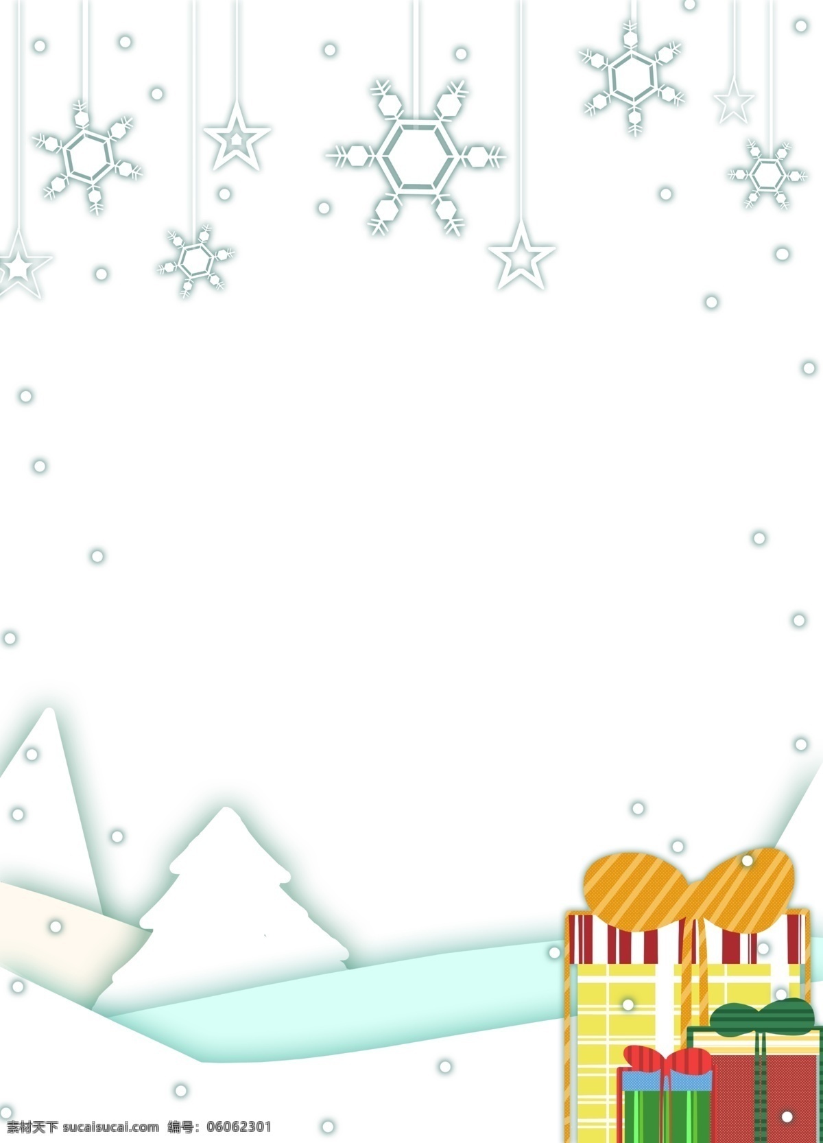 圣诞节 礼盒 边框 插画 漂亮的边框 礼盒边框 蝴蝶结装饰 蝴蝶结插画 手绘 白色 雪花 装饰