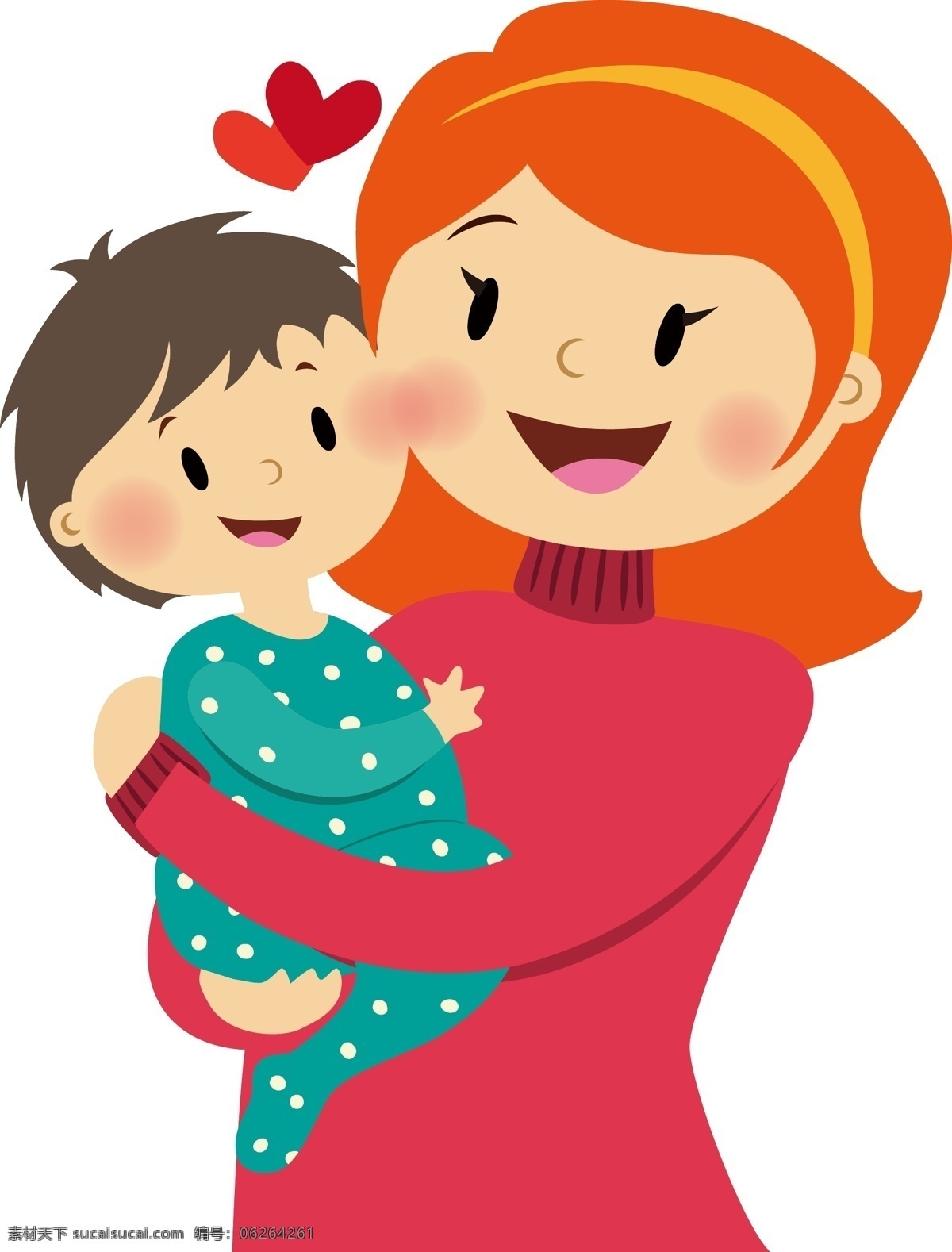 卡通 母亲节 母亲 抱 孩子 矢量 元素 红色 爱心 妈妈 ai元素 免抠元素 透明元素