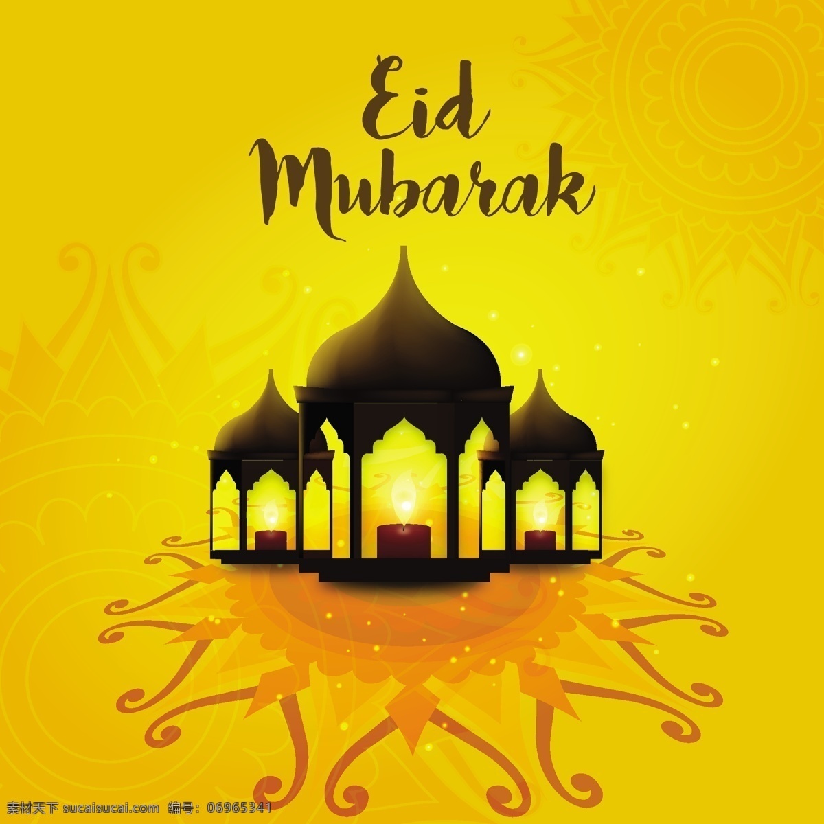 eid mubarak 橙色 背景 斋月 庆祝 月亮 阿拉伯语 清真寺 开斋节 宗教 伊斯兰教 穆斯林 斋月卡里姆 文化 传统 穆巴拉克 阿拉伯