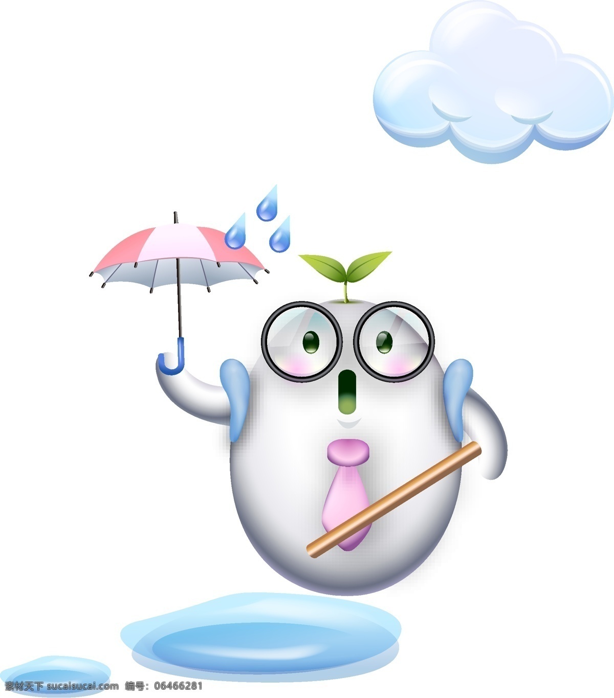 可爱 打伞 戴 眼镜 背包 学生 小人物 下雨 云朵 戴眼镜 小孩 卡通 手机人物 公仔 人物图库 小素材 卡通设计