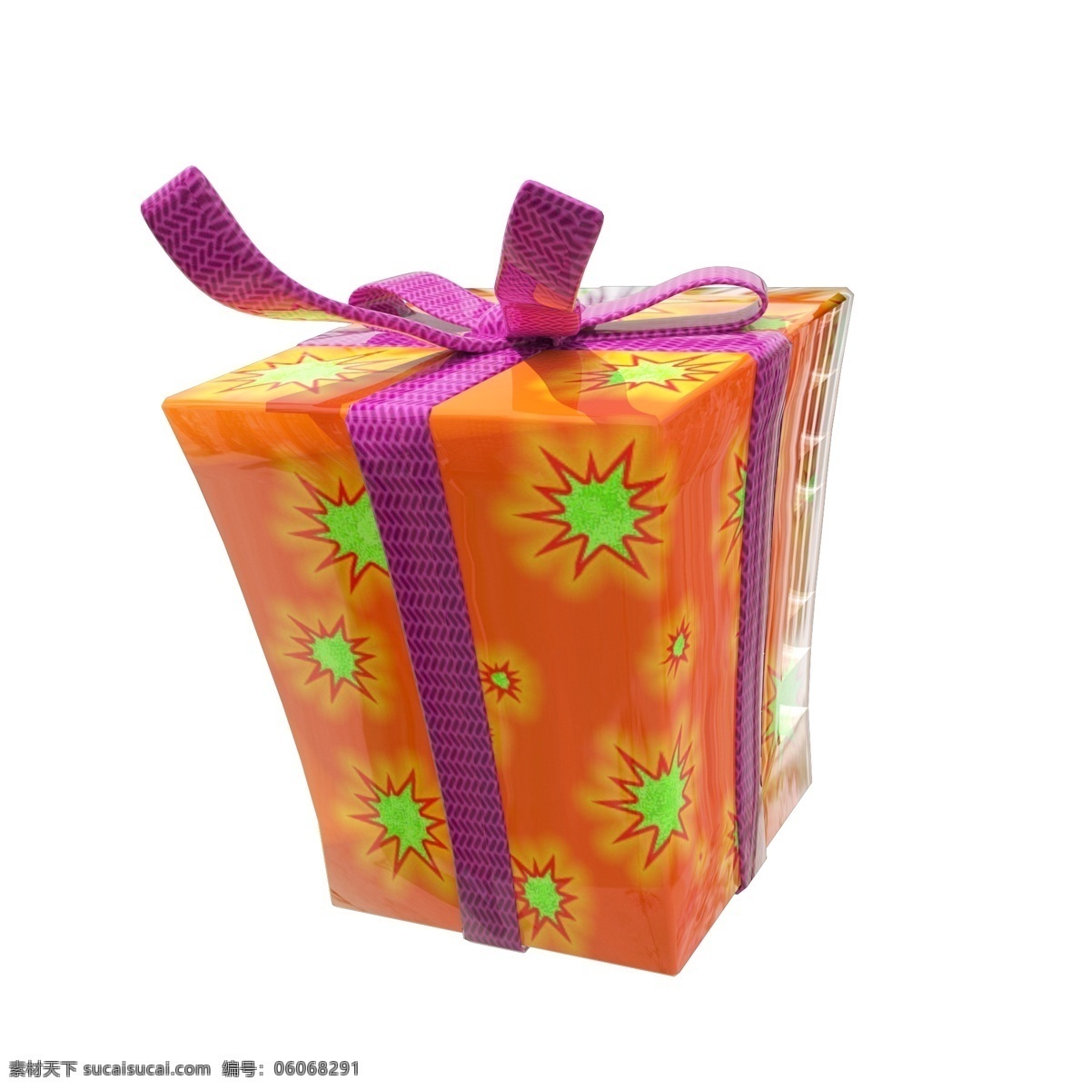 c4d 圣诞节 橙色 礼盒 橙色礼盒 圣诞节礼盒 c4d礼盒 紫色 缎带