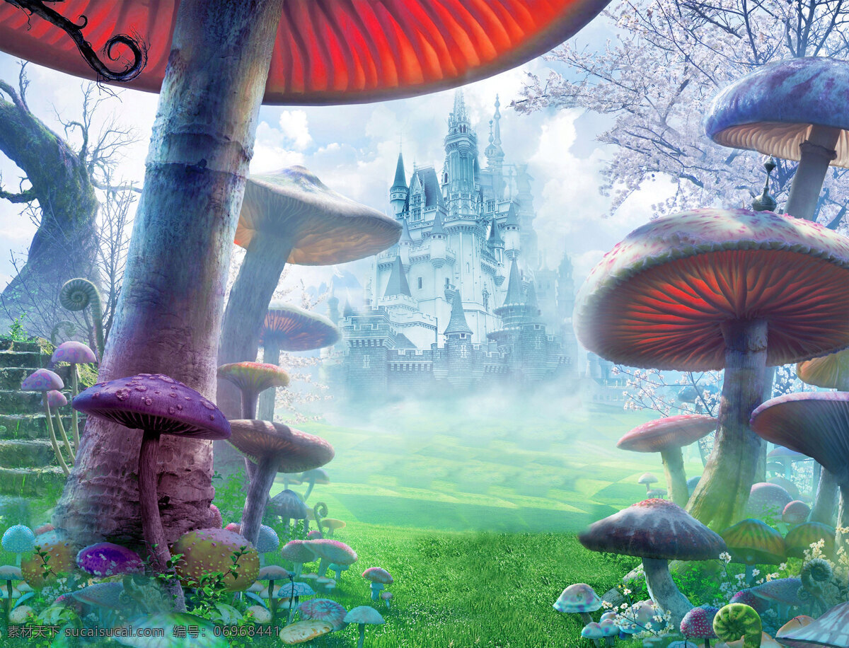 梦幻蘑菇城堡 梦幻 城堡 蘑菇 唯美 仙境 动漫动画 风景漫画