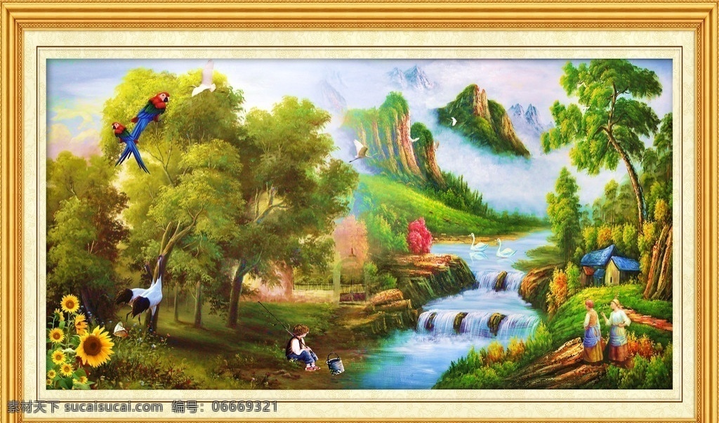 油画风景 中堂画 油画 壁画 风景壁画 风景山水壁画 山水画 瀑布 山水风景 瀑布风景 山水 风景画 自然风景 风景 客厅画 黄果树瀑布 黄果树 大厅画 风水画 家居装饰画 室内装饰画 室内装饰 休闲场所装饰 画框 相框 镜框 边框 山水挂画 山水壁挂 建筑 小房子 大树 油画人物 向日葵 荷花 太阳 金秋 观望 飞鸟 鹿 中堂壁画 分层 源文件